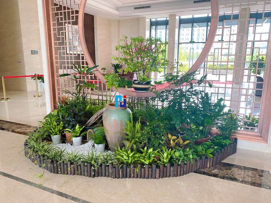 企业大厅组合花卉绿植摆放